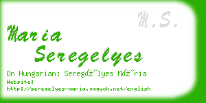 maria seregelyes business card